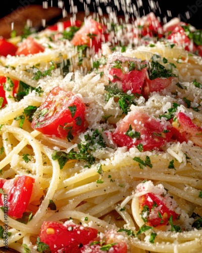 Delicious Spaghetti Pasta Dish with Tomato and Cheese