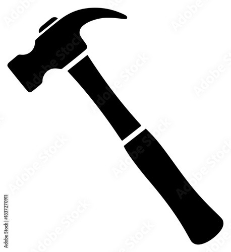 A hammer icon on a plain , ax, black, flat, hammer, icon, illustration, profile, tool, against transparent background