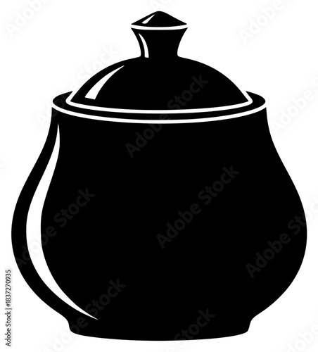 A black and white silhouette of a teapot with a lid, black, boiler, illustration, jug, kitchenware, lid, liquid, pot, profile, tea pot, vessel, against transparent background