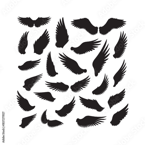 Wings Silhouettes Collection,Wings Silhouettes,Vector Wings Silhouettes,Angel Wings Silhouettes,wings vector