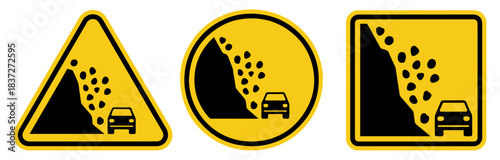 landslide hazard warning sign vector