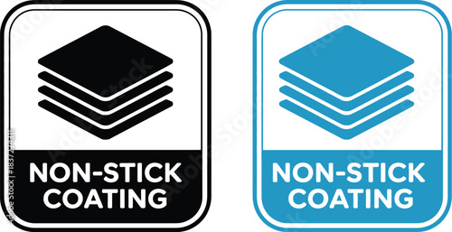 Two Non-Stick Coating Icons in Black and Blue, Highlighting the Durable, Multi-Layered Surface Quality for Cookware 