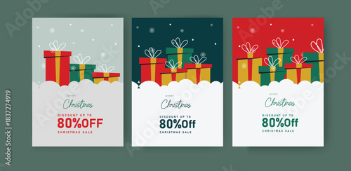 vector illustration of merry christmas sale offer banner poster with gift box
