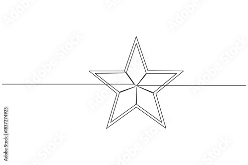 One continuous line drawing of star with horizontal dividing line illustration