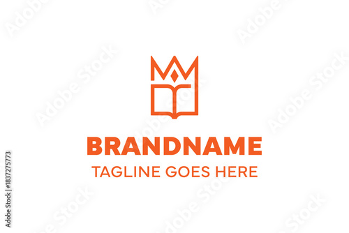 Book Crown Education Modern Logo, symbolizing knowledge, excellence, and achievement