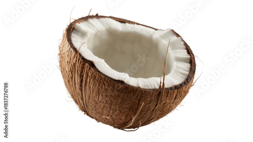 Fresh half coconut isolated on transparent background