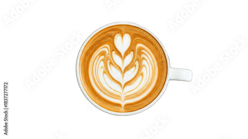 Latte Art Coffee Cup Overhead View