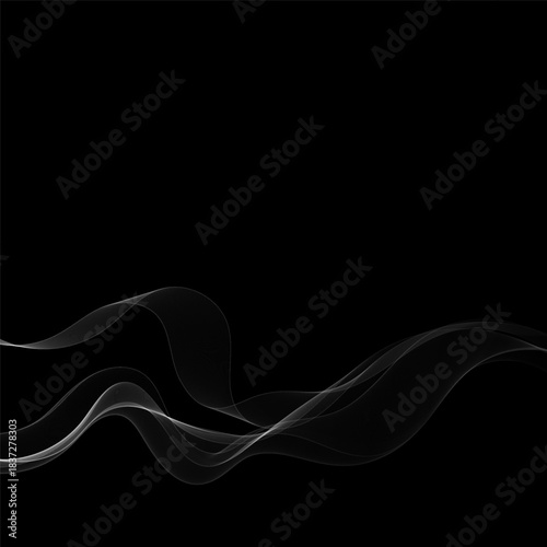 Smoky abstract wave on a black background. Vector design element. Eps 10