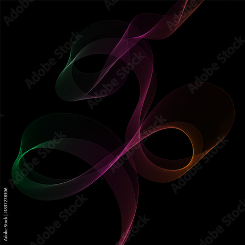 Purple Smoky abstract wave on a black background. Vector design element. If Template for advertisement, banner, brochure, screen saver. Eps 10