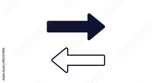 Two arrows indicating opposite directions, one pointing right and one to the left.