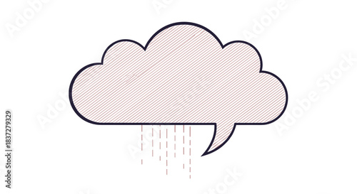 A stylized cloud shape with rain falling from its bottom and diagonal lines inside.