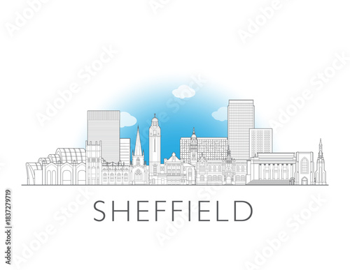 Sheffield England UK cityscape illustration skyline drawing