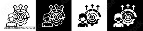 Performance Management Icon Set In Black And White Filled Style Collection