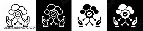 Cloud Service Management Icon Set In Black And White Filled Style Collection