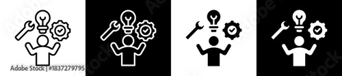 Capability Management Icon Set In Black And White Filled Style Collection