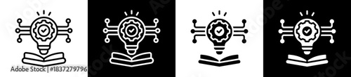 Knowledge Management Icon Set In Black And White Filled Style Collection