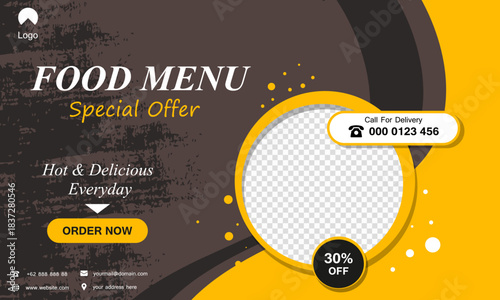 Fast food restaurant menu social media marketing web banner template design