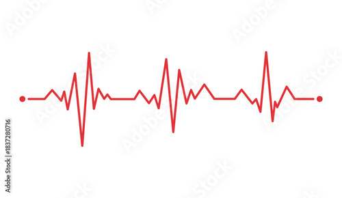 Red Heartbeat Line Vector. ECG Pulse Wave Vector Illustration
