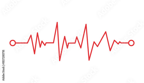 Red Sound Wave Line Icon. Minimal Audio Waveform Graphic