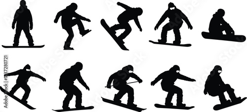 Vector Silhouette Set of Diverse Dancers in Dynamic Poses: Ballet, Social, Hip-Hop, and Contemporary Styles for Performance and Movement Illustration.