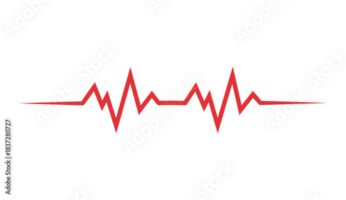 Heartbeat Line Vector Illustration. Red Pulse Wave Graphic Design