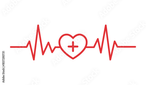 Heartbeat Health Line Icon. Medical Care & Wellness Symbol Vector Illustration