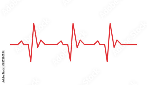 Cardiogram Heartbeat Pulse Vector Line Illustration for Medical Purpose