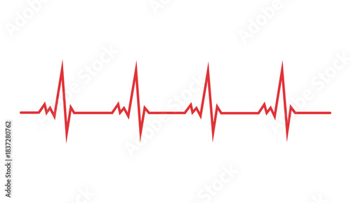 Red Heartbeat Line ECG Pulse Vector Illustration for Medical Purpose