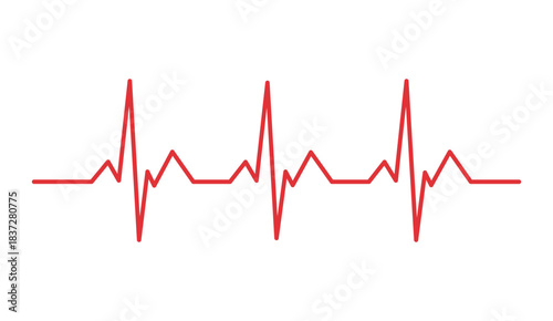 Red ECG Heartbeat Line Vector Icon. Medical Cardiac Pulse Monitor Vector Illustration. Cardiogram line icon