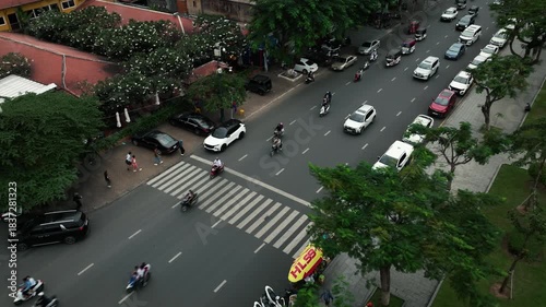Aerial view of Phnom Penh Cityscape at the sunset, Cambodia 
