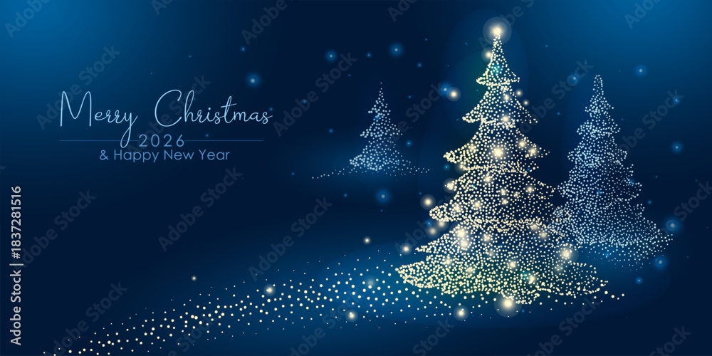 Naklejka premium Abstract Merry Christmas and New Year design holiday card with Christmas trees made of dots