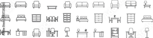 Furniture plan view icons and symbols for architectural and interior design