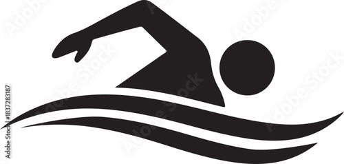 Professional Swimming Logo & Icon Silhouette of Swimmer in Water