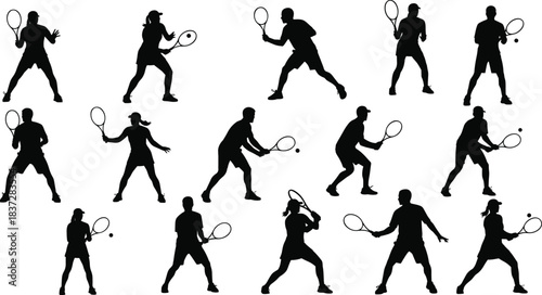 Vector Silhouette Set of American Football Players Running, Passing, and Diving to Catch the Ball for Dynamic Sports Action Illustration.