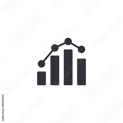 Bar and line combination chart icon suitable for analytic dashboard, revenue analysis, and financial performance data presentation.