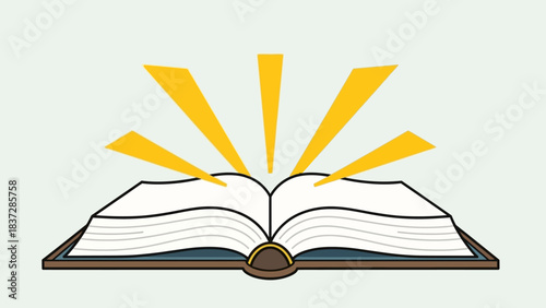 Stunning open book radiates bright golden light symbolizing knowledge discovery and educational breakthrough moments