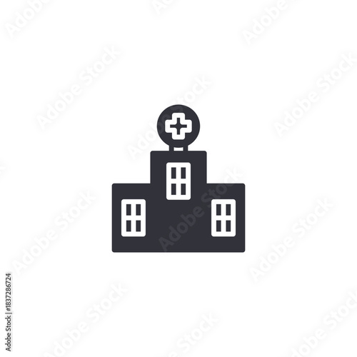 A hospital building with a medical cross, symbolizing healthcare services, emergency facilities, and professional clinical support.