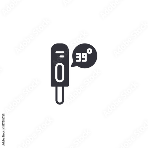 A thermometer with degrees symbol, representing temperature control, health assessment, and basic clinical diagnostics.