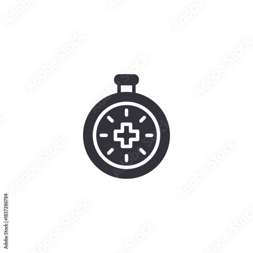 A medical stopwatch icon representing emergency response timing, treatment precision, and critical healthcare procedures.