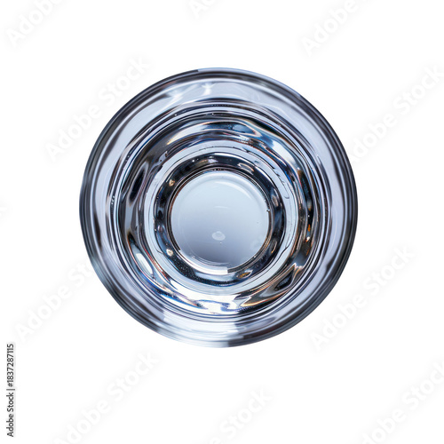 Clear Glass of Drinking Water Top View isolated on transparent background