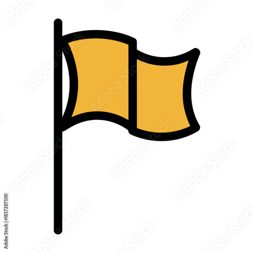 A simple yellow flag flies on a pole against a white background.