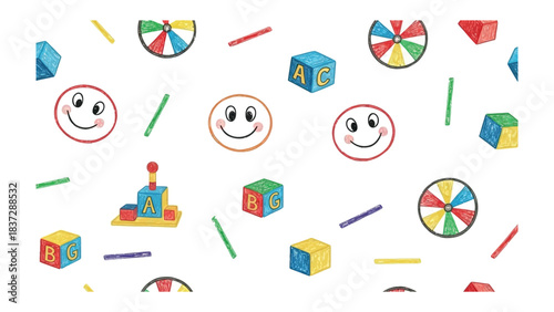 Colorful Playtime: A vibrant and playful scene filled with an array of children's toys, creating a whimsical and joyful atmosphere.