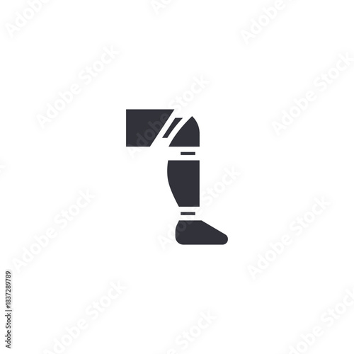 Robotic leg prosthesis icon symbolizing advanced physiotherapy, mobility restoration, orthopedic technology, and rehabilitation care.