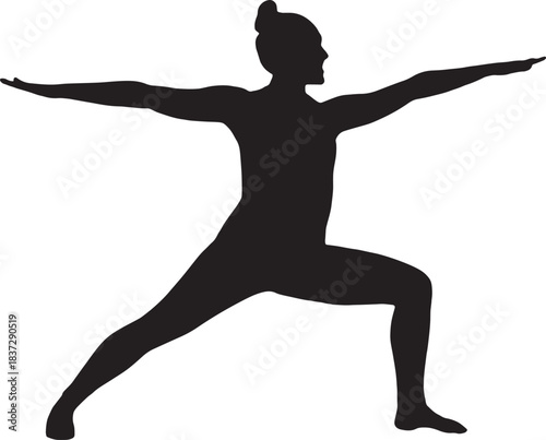 Silhouette of Woman Doing Yoga Warrior II Pose (Virabhadrasana II)