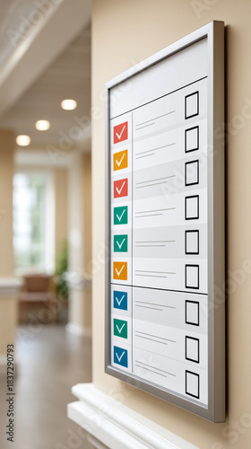 Office timeline with checkmarks for efficient mailing process management