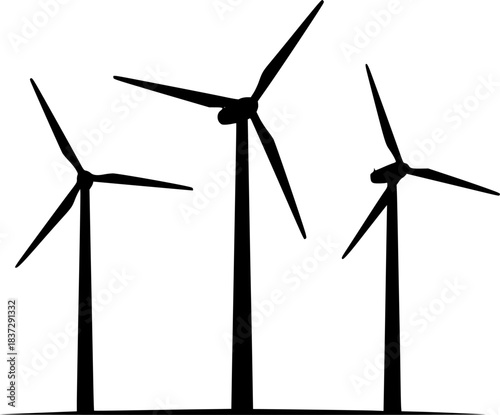 wind turbines silhouette