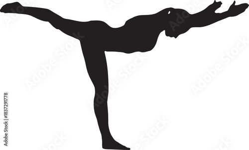 Silhouette of Woman Doing Yoga Warrior III Pose (Virabhadrasana III)