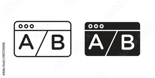 A B test icons in filled, thin line, outline and strokes