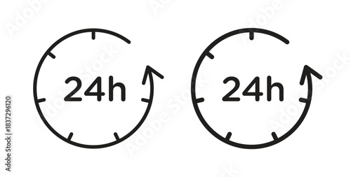 24 Hrs icons in filled, thin line, outline and strokes