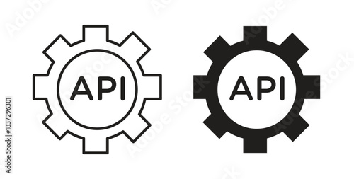 API icons in filled, thin line, outline and strokes